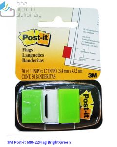 Contoh Alat Perlengkapan Kantor merk 3M Post-it , Gambar Produk 3M Post-it 680-22 Flags Bright Green 12x43mm harga 39400 di Toko Peralatan Sekolah Murah