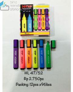 Contoh Texliner Stabilo Pewarna/Penanda Tulisan Joyko HighLighter HL-47/HL-48/HL-49/HL-50/HL-51/HL-52 merek Joyko