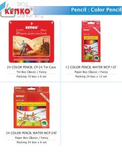 Brosur gambar alat tulis kantor Pensil Warna Kenko Pencil Colour CP-24 Tin Case