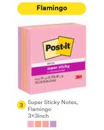 Contoh Alat Perlengkapan Kantor merk 3M Post-it , Gambar Produk 3M Post-it 654-4SSFLA Super Sticky Note Flamingo 76x76mm 360 Sheets harga 50700 di Toko Peralatan Sekolah Murah
